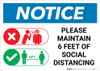 Notice: Please Maintain 6 feet of Distance at all Times with Icon Portrait - Wall Sign