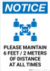 Notice: Please Maintain 6 Feet of Social Distancing with Icons Portrait - Wall Sign Notice: Please Maintain 6 Feet of Social Distancing with Icons Portrait - Wall Sign