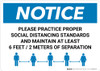 Notice: Please Practice Proper Social Distancing Standards with Icon Landscape - Wall Sign