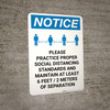 Notice: Please Practice Proper Social Distancing Standards with Icon Portrait - Wall Sign