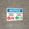 Notice: Please Practice Social Distancing with Icons Landscape - Wall Sign Notice: Please Practice Social Distancing with Icons Landscape - Wall Sign