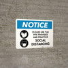 Notice: Please Use the PPE Provided and Practice Social Distancing with Icons Landscape - Wall Sign