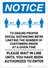 Notice: Social Distancing Limited Customers Authorized with Icon Portrait - Wall Sign