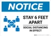 Notice: Stay 6 Feet Apart with Icon Landscape - Wall Sign