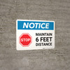 Notice: Stop Maintain 6ft Distance with Icon Landscape - Wall Sign Notice: Stop Maintain 6ft Distance with Icon Landscape - Wall Sign