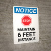 Notice: Stop Maintain 6ft Distance with Icon Portrait - Wall Sign