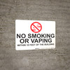 No Smoking/Vaping Within 10 Feet - Wall Sign