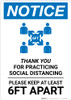 Notice: Thank You For Practicing Social Distancing with Icon Portrait - Wall Sign Notice: Thank You For Practicing Social Distancing with Icon Portrait - Wall Sign