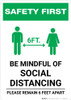 Safety First: Be Mindful of Social Distancing with Icon Portrait - Wall Sign