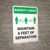 Safety First: Maintain 6 Feet of Separation with Icon Portrait - Wall Sign