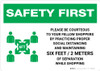 Safety First: Please Be Courteous Social Distancing with Icon Landscape - Wall Sign