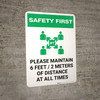 Safety First: Please Maintain 6 Feet of Distance at all Times with Icon Portrait - Wall Sign