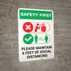 Safety First: Please Maintain 6 Feet of Social Distancing with Icons Portrait - Wall Sign Safety First: Please Maintain 6 Feet of Social Distancing with Icons Portrait - Wall Sign