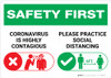 Safety First: Please Practice Social Distancing with Icons Landscape - Wall Sign