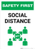 Safety First: Social Distance with Icon Portrait - Wall Sign