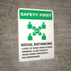 Safety First: Social Distancing 6ft of Space from Others with Icon Portrait - Wall Sign Safety First: Social Distancing 6ft of Space from Others with Icon Portrait - Wall Sign