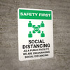 Safety First: Social Distancing Measures Portrait - Wall Sign