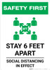 Safety First: Stay 6 Feet Apart with Icon Portrait - Wall Sign Safety First: Stay 6 Feet Apart with Icon Portrait - Wall Sign