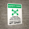 Safety First: Thank You For Practicing Social Distancing with Icon Portrait - Wall Sign