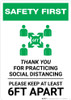 Safety First: Thank You For Practicing Social Distancing with Icon Portrait - Wall Sign