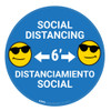 Socal Distancing with Emoji - Blue - Bilingual Spanish - Floor Sign Socal Distancing with Emoji - Blue - Bilingual Spanish - Floor Sign