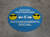 Socal Distancing with Emoji - Blue - Bilingual Spanish - Floor Sign Socal Distancing with Emoji - Blue - Bilingual Spanish - Floor Sign