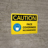 Caution: Face Coverings Recommended with Icon Landscape - Wall Sign Caution: Face Coverings Recommended with Icon Landscape - Wall Sign