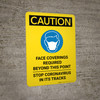 Caution: Face Coverings Required Beyond This Point Stop Coronavirus with Icon Portrait - Wall Sign