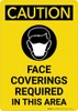 Caution: Face Coverings Required In This Area with Icon Portrait - Wall Sign