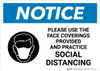 Notice: Please Use The Face Coverings Provided Practice Social Distancing with Icon Landscape - Wall Sign Notice: Please Use The Face Coverings Provided Practice Social Distancing with Icon Landscape - Wall Sign