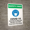 Safety First: COVID-19 High Risk Of Infection Wear Face Covering with Icon Portrait - Wall Sign