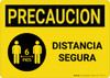 Caution Precaucion: Safe Distance with Icon Spanish Landscape - Wall Sign Caution Precaucion: Safe Distance with Icon Spanish Landscape - Wall Sign