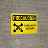 Caution Precaucion: Safe Distance with Icon v2 Spanish Landscape - Wall Sign Caution Precaucion: Safe Distance with Icon v2 Spanish Landscape - Wall Sign