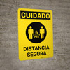 Caution: Safe Distance Spanish with Icon Portrait - Wall Sign