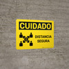 Caution: Safe Distance Spanish with Icon v2 Landscape - Wall Sign