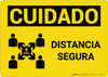 Caution: Safe Distance Spanish with Icon v2 Landscape - Wall Sign