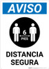 Notice: Safe Distance Spanish with Icon Portrait - Wall Sign
