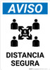 Notice: Safe Distance Spanish with Icon v2 Portrait - Wall Sign