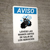 Notice: Wash Your Hands Before Leaving Restroom Spanish with Icon Portrait - Wall Sign