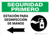 Safety First: Hand Sanitizing Station Left Spanish with Icon Landscape - Wall Sign