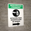 Safety First: Hand Sanitizing Station Right Spanish with Icon Portrait - Wall Sign