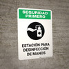 Safety First: Hand Sanitizing Station Spanish with Icon Portrait - Wall Sign