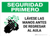 Safety First: Wash Hands Before Returning To Class Spanish with Icon Landscape - Wall Sign