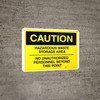 Hazardous Waste Storage Area - Wall Sign Hazardous Waste Storage Area - Wall Sign