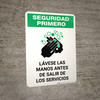 Safety First: Wash Your Hands Before Leaving Restroom Spanish with Icon Portrait - Wall Sign Safety First: Wash Your Hands Before Leaving Restroom Spanish with Icon Portrait - Wall Sign
