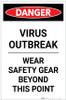 Danger: Virus Outbreak Wear Safety Gear Portrait - Label Danger: Virus Outbreak Wear Safety Gear Portrait - Label