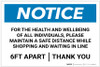 Notice: For Health and Wellbeing Maintain a Safe Distance ANSI Landscape - Label