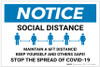 Notice: Stay 6FT Apart Stop the Spread ANSI Landscape - Label