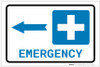Emergency Left Arrow with Icon Landscape - Label