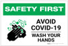 Safety First: Avoid COVID-19 Wash Your Hands Landscape - Label